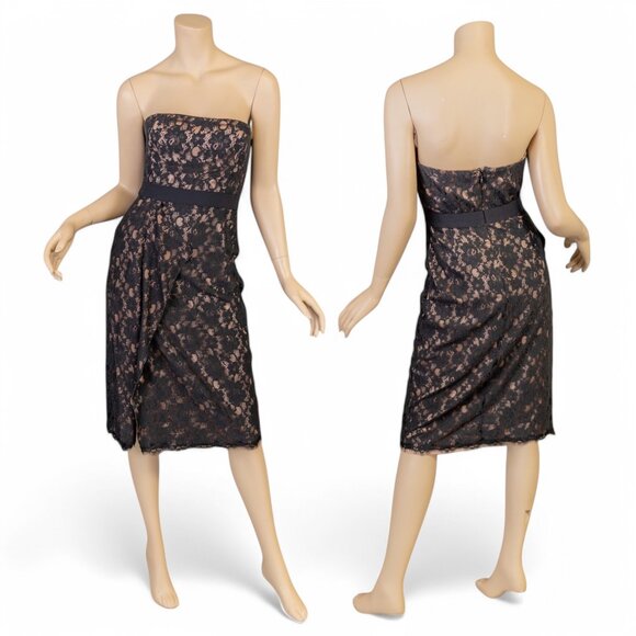 BCBGMAXAZRIA Black Alexandra Strapless Lace Evening Cocktail  Dress * Sm… - Picture 1 of 14